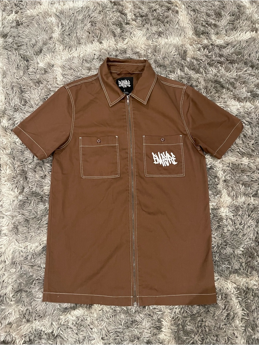 Empyre Buffy Java Crop Work Shirt Brown Size S
